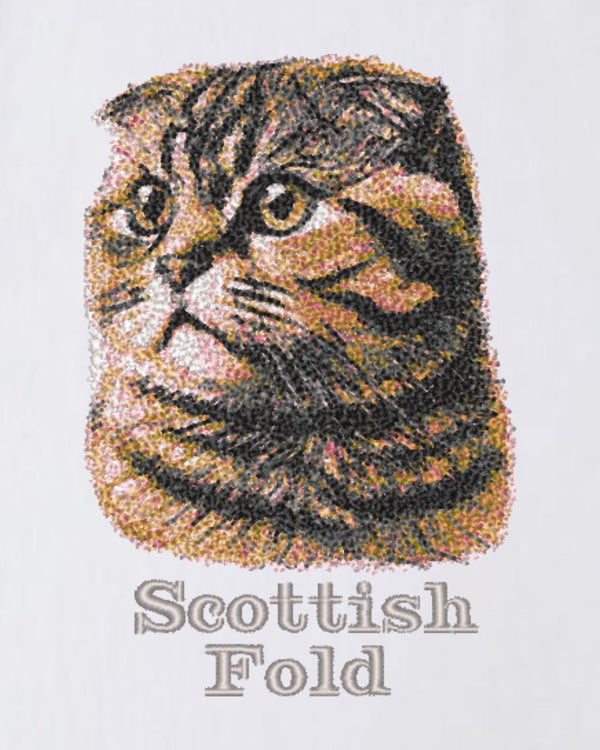 スコティッシュフォールド フェイス&ロゴ 刺繍 ロンＴ