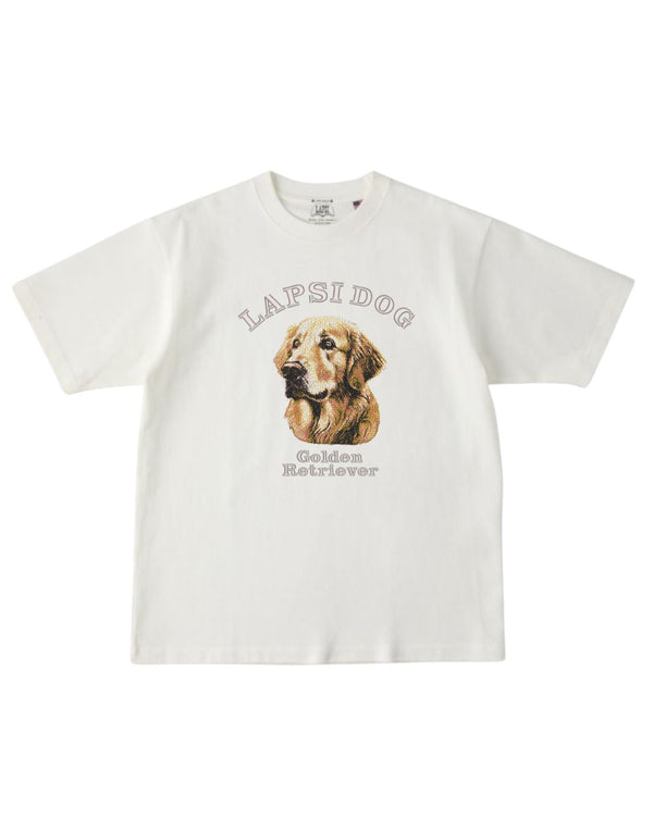 ゴールデンレトリバー ミディアム フェイス&サークルロゴ 刺繍 Tシャツ