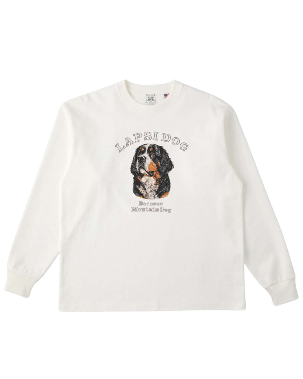 バーニーズマウンテンドッグ ミディアム フェイス&サークルロゴ 刺繍 ロンT