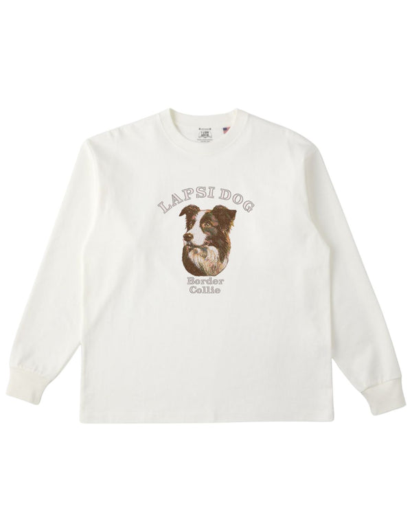 ボーダーコリー ミディアム フェイス&サークルロゴ 刺繍 ロンT