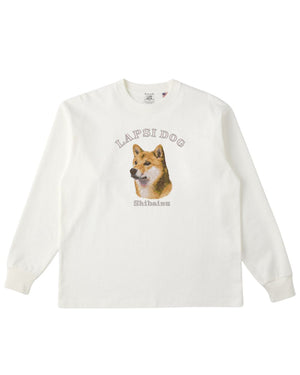 柴犬 ミディアム フェイス&サークルロゴ 刺繍 ロンT