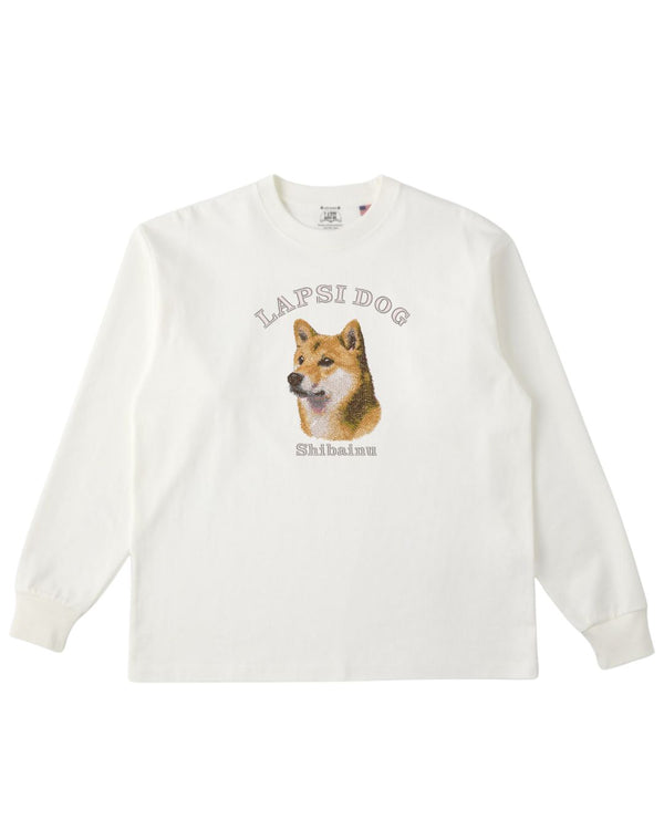 柴犬 ミディアム フェイス&サークルロゴ 刺繍 ロンT