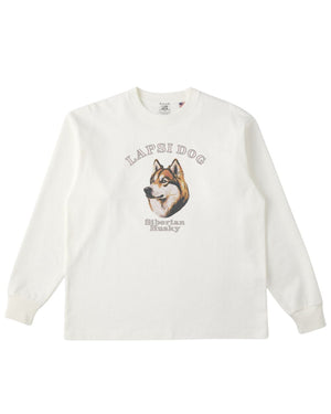 シベリアンハスキー ミディアム フェイス&サークルロゴ 刺繍 ロンT