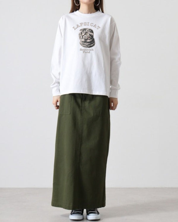 スコティッシュフォールド ミディアム フェイス&サークルロゴ 刺繍 ロンＴ