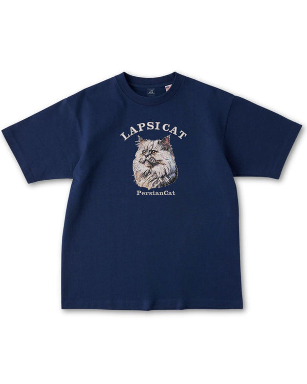ペルシャ猫 ミディアム フェイス&サークルロゴ 刺繍 Tシャツ
