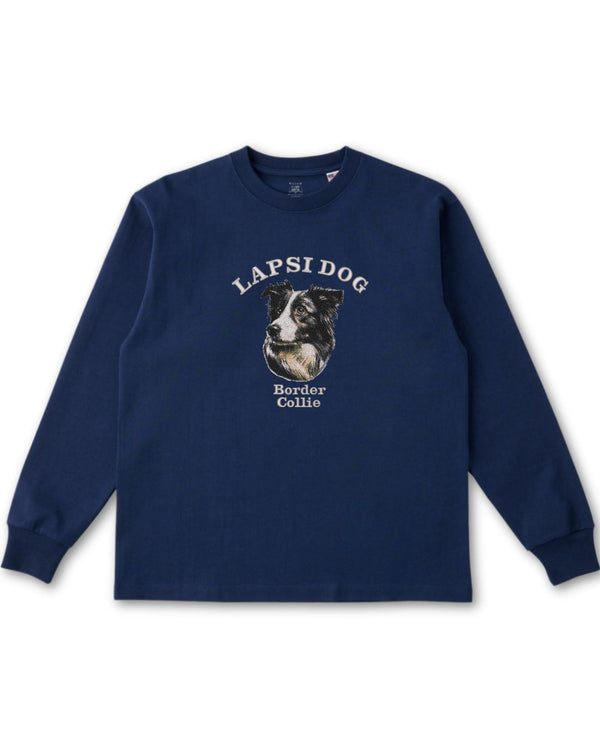 ボーダーコリー ミディアム フェイス&サークルロゴ 刺繍 ロンT