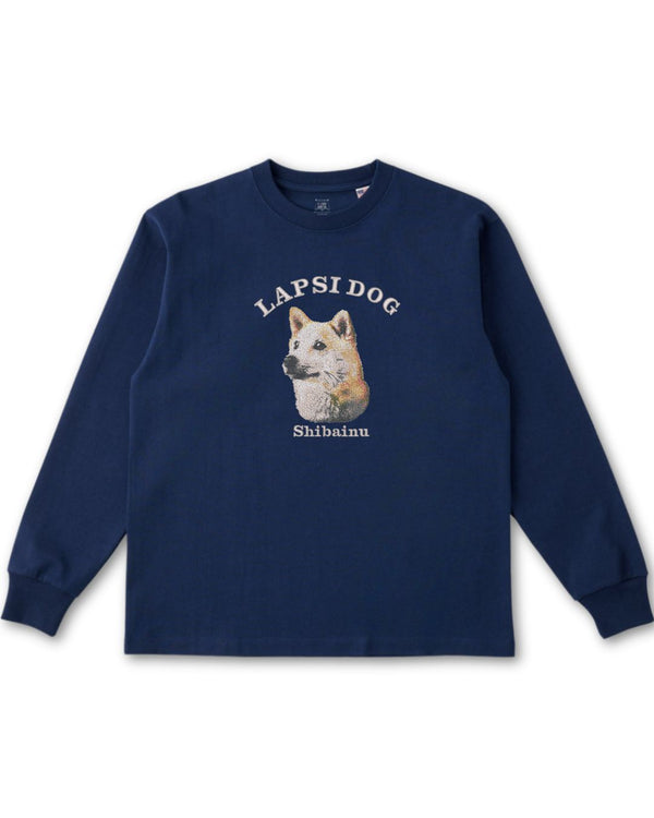 柴犬 ミディアム フェイス&サークルロゴ 刺繍 ロンT