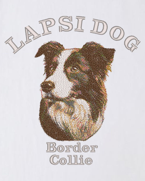 ボーダーコリー ミディアム フェイス&サークルロゴ 刺繍 ロンT