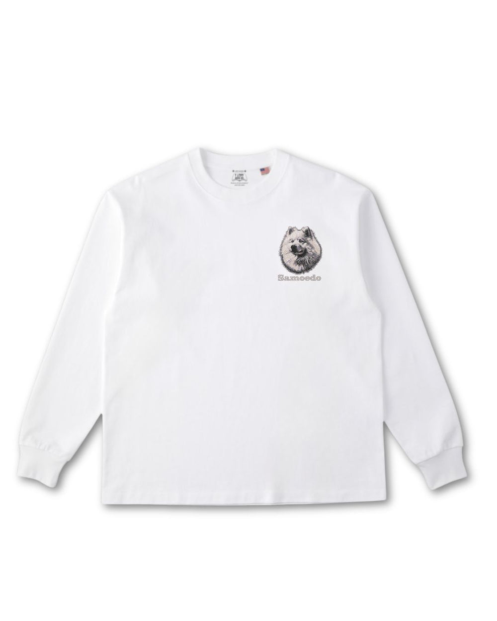 サモエド フェイス&ロゴ 刺繍 ロンT
