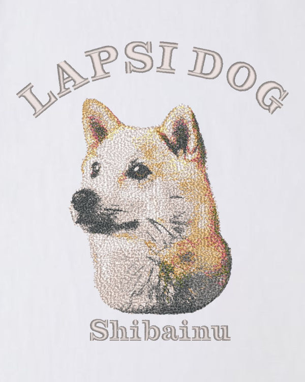 柴犬 ミディアム フェイス&サークルロゴ 刺繍 Tシャツ