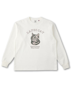 アメリカンショートヘア ミディアム フェイス&サークルロゴ 刺繍 ロンＴ