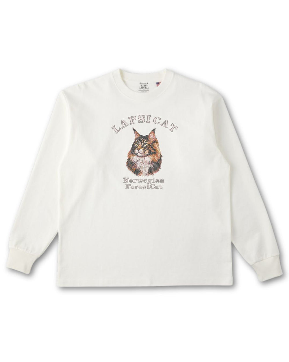 ノルウェージャンフォレストキャット ミディアム フェイス&サークルロゴ 刺繍 ロンＴ