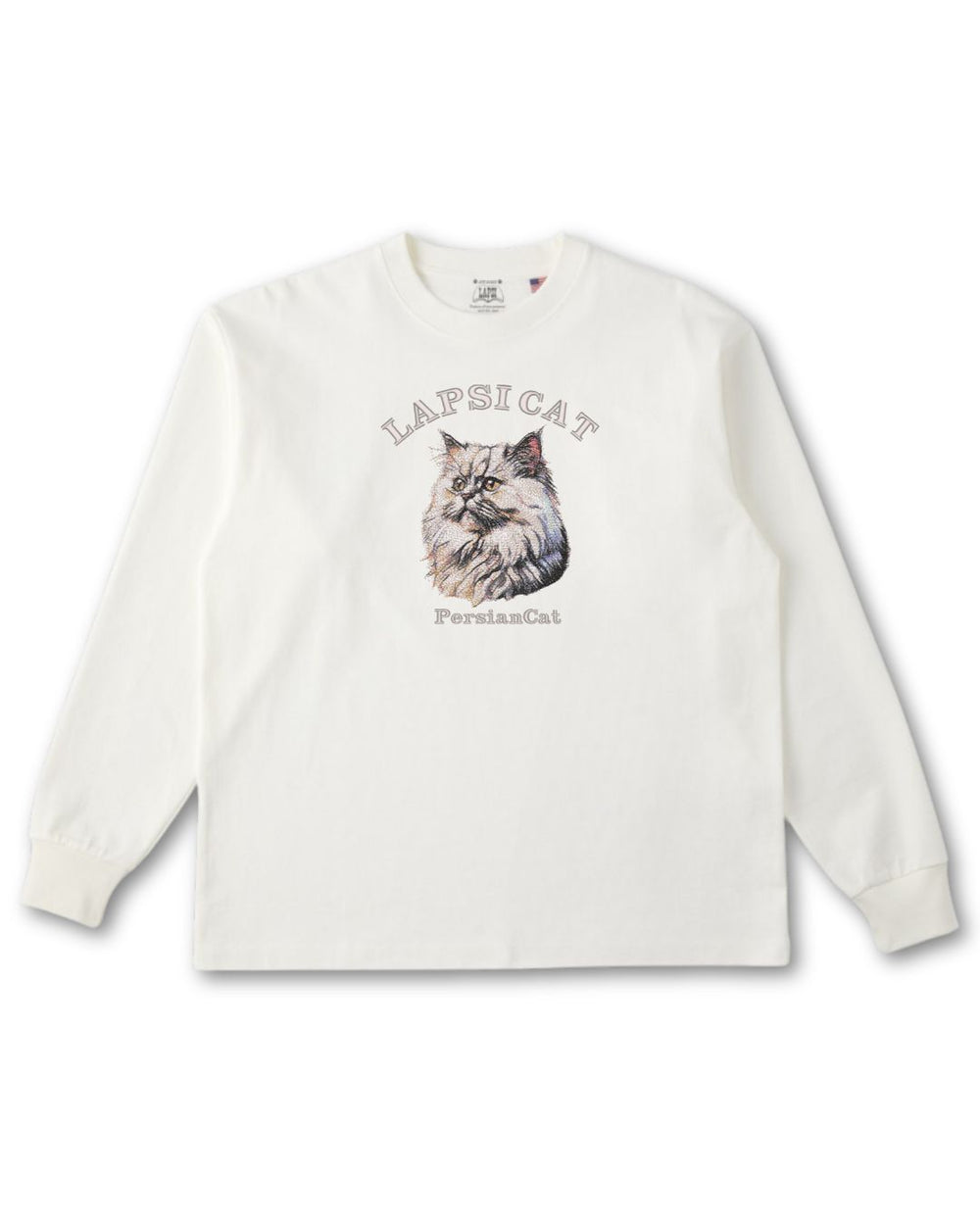 ペルシャ猫 ミディアム フェイス&サークルロゴ 刺繍 ロンＴ