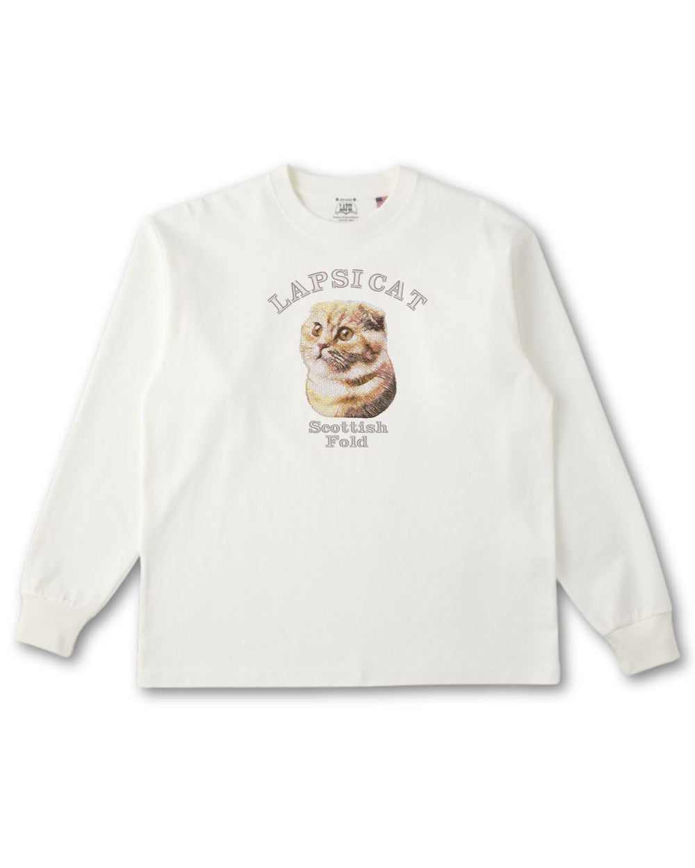 スコティッシュフォールド ミディアム フェイス&サークルロゴ 刺繍 ロンＴ