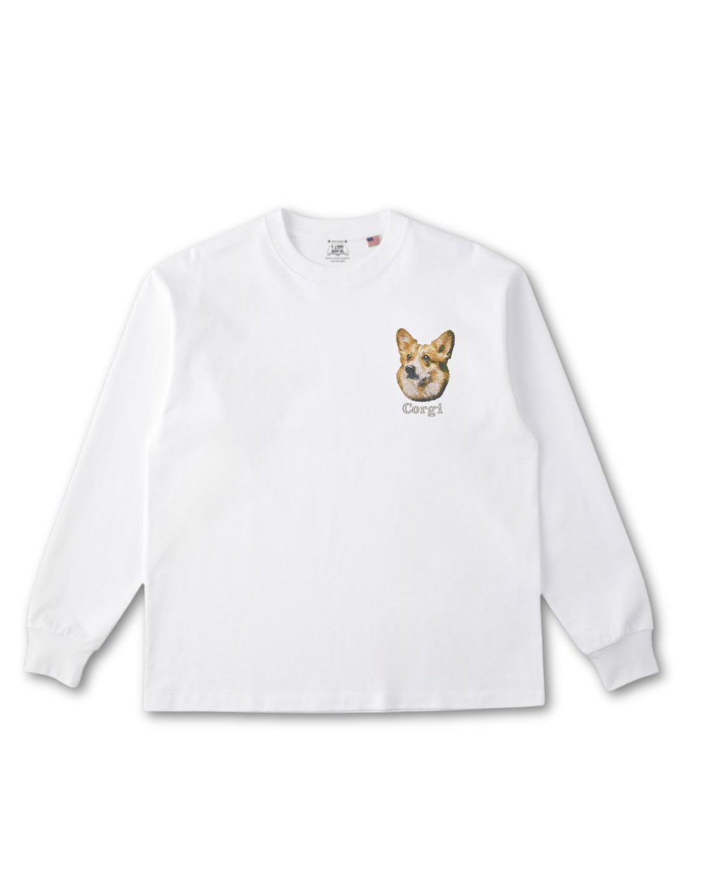 コーギー フェイス&ロゴ 刺繍 ロンT