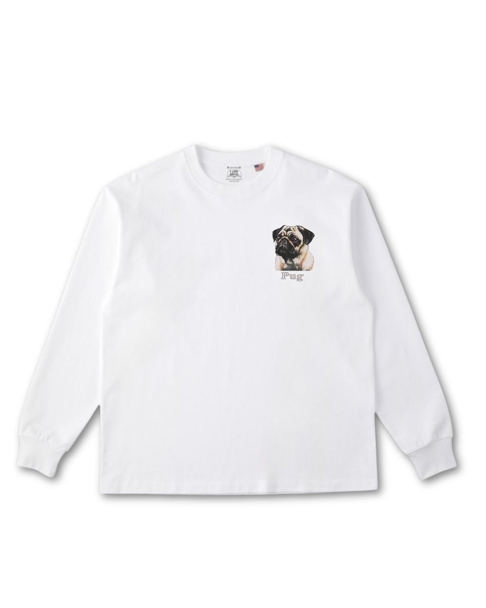 パグ フェイス&ロゴ 刺繍 ロンT