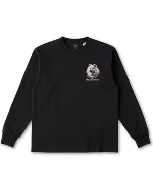 サモエド フェイス&ロゴ 刺繍 ロンT