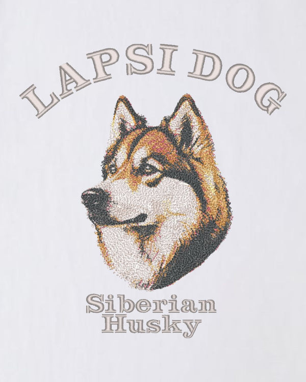 シベリアンハスキー ミディアム フェイス&サークルロゴ 刺繍 ロンT