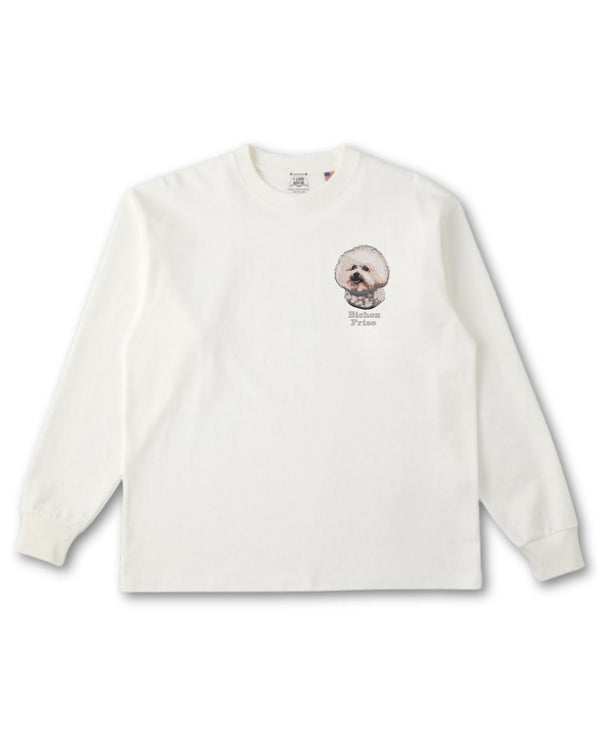 ビションフリーゼフェイス&ロゴ 刺繍 ロンT