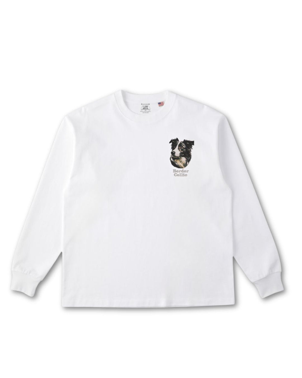 ボーダーコリー フェイス&ロゴ 刺繍 ロンT