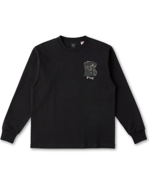 パグ フェイス&ロゴ 刺繍 ロンT