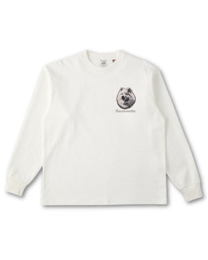 サモエド フェイス&ロゴ 刺繍 ロンT