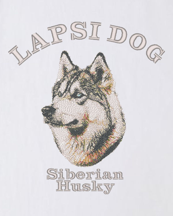 シベリアンハスキー ミディアム フェイス&サークルロゴ 刺繍 ロンT