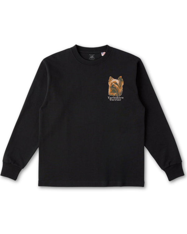 ヨークシャーテリア フェイス&ロゴ 刺繍 ロンT