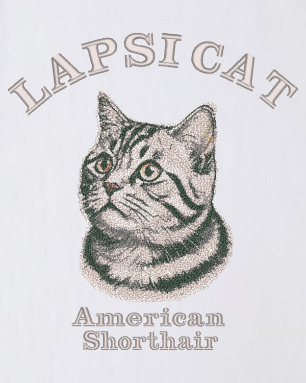 アメリカンショートヘア ミディアム フェイス&サークルロゴ 刺繍 Tシャツ