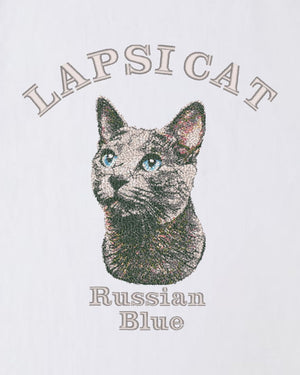 ロシアンブルー ミディアム フェイス&サークルロゴ 刺繍 Tシャツ