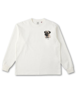 パグ フェイス&ロゴ 刺繍 ロンT