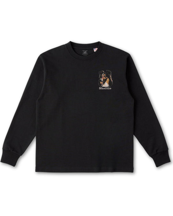 シェットランドシープドッグ フェイス&ロゴ 刺繍 ロンT