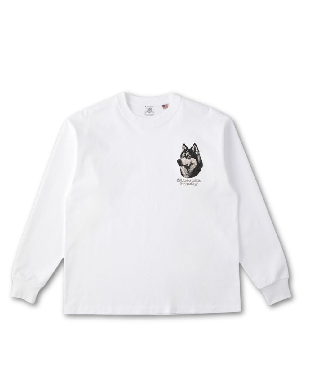 シベリアンハスキー フェイス&ロゴ 刺繍 ロンT