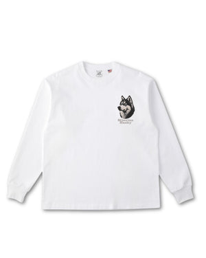 シベリアンハスキー フェイス&ロゴ 刺繍 ロンT