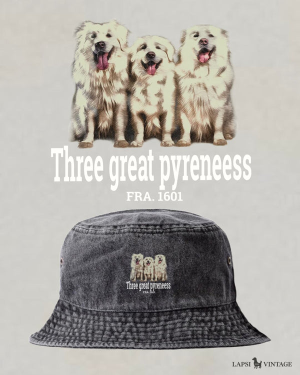 LAPSI Three dog series Great pyrenees bucket hat