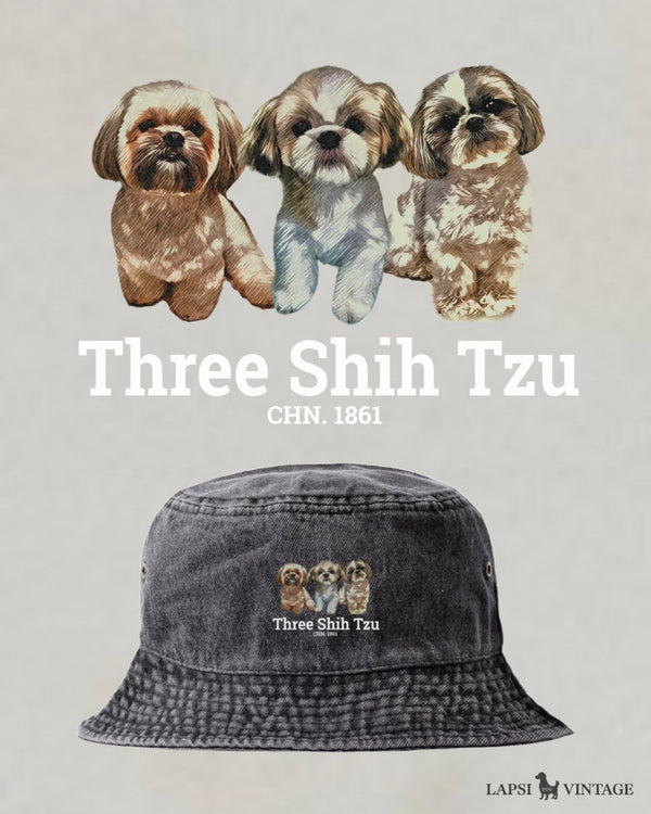 LAPSI Three dog series shihtzu bucket hat