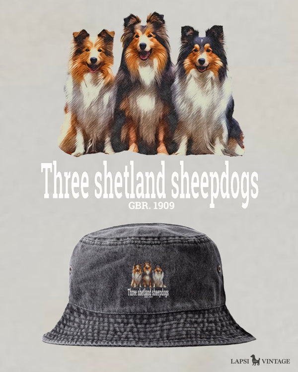 LAPSI Three dog series Shetland sheepdog bucket hat