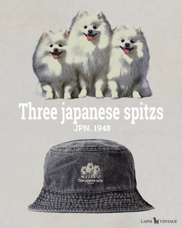 LAPSI Three dog series Japanese spitz bucket hat