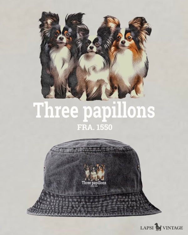 LAPSI Three dog series papillon bucket hat