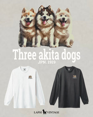 LAPSI Three dog series Akita dog long sleeve Tee