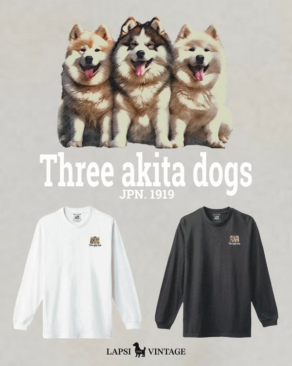 LAPSI Three dog series Akita dog long sleeve Tee