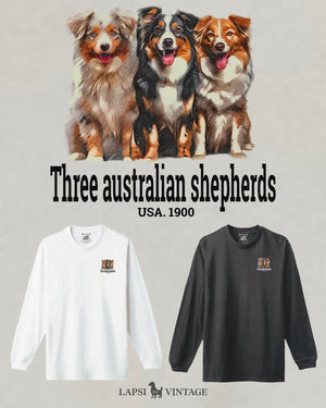 LAPSI Three dog series Australian shepherd long sleeve Tee
