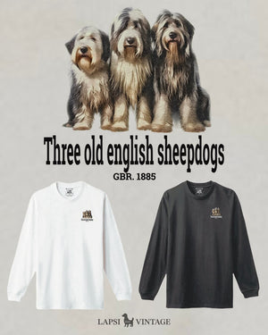 LAPSI Three dog series Old english sheepdog long sleeve Tee