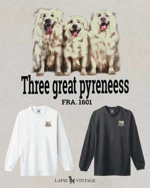 LAPSI Three dog series Great pyrenees long sleeve Tee