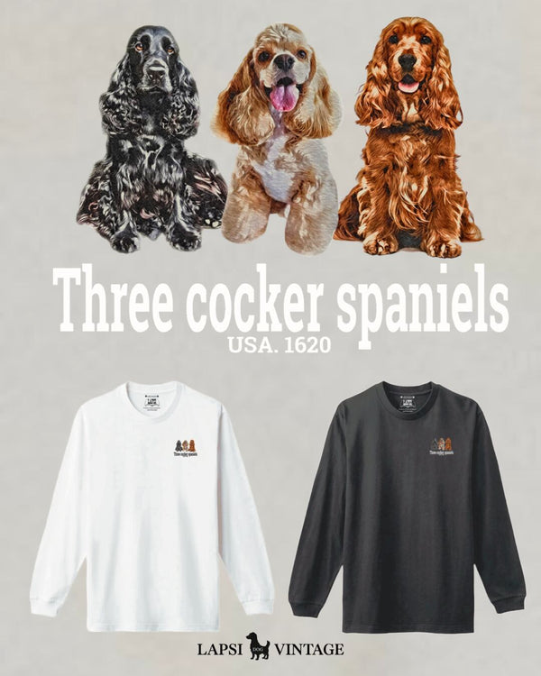 LAPSI Three dog series Cocker spaniel long sleeve Tee