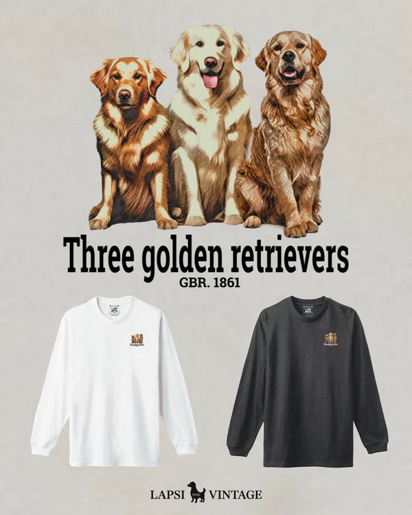 LAPSI Three dog series golden retrievers long sleeve tee