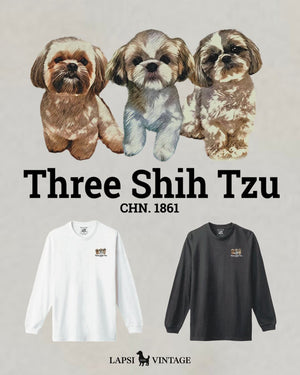 LAPSI Three dog series shihtzu long sleeve tee