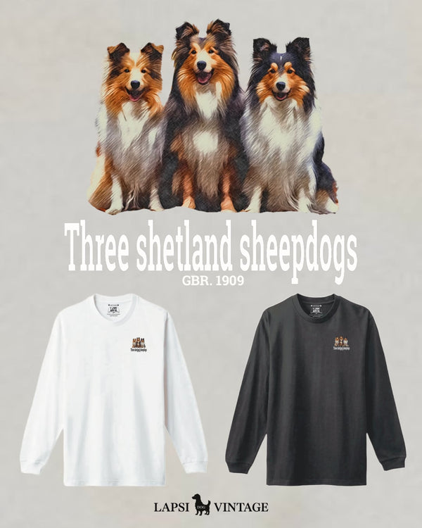 LAPSI Three dog series Shetland sheepdog long sleeve Tee