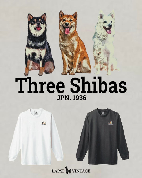 LAPSI Three dog series Shiba long sleeve tee