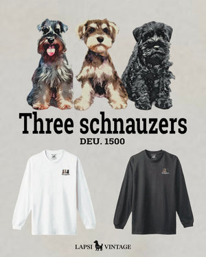 LAPSI Three dog series schnauzer long sleeve tee
